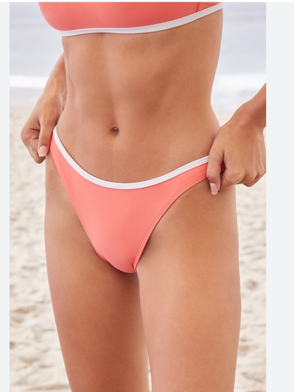 NWT!! Coral Bikini Bottom and top with White Trim - Women Swim